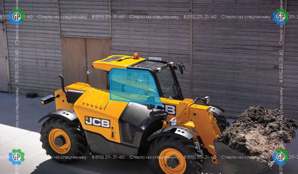 Стекло кузовное правое возле стрелы (закаленное) для JCB Loadall 527-58