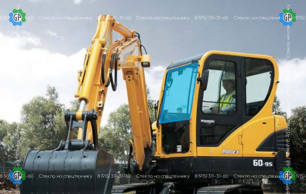 Стекло лобовое верхние (закаленное) для Hyundai Robex 60W-9s