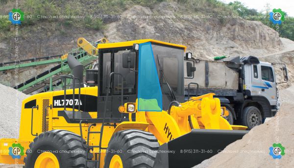 Стекло лобовое правое (закаленное) для Hyundai HL770-7a, HL780-7a