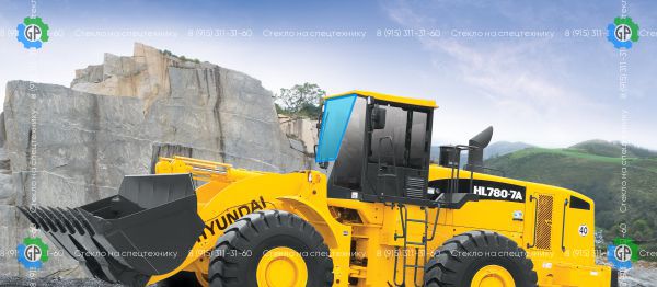 Стекло лобовое средние (закаленное) для Hyundai HL770-7a, HL780-7a