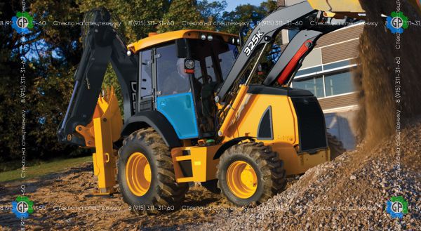 Стекло дверное правое нижнее (закаленное) для John Deere 325K
