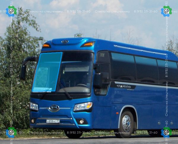 Стекло лобовое для Kia Granbird полоса правое Размер 1517*1218 (1998 год)