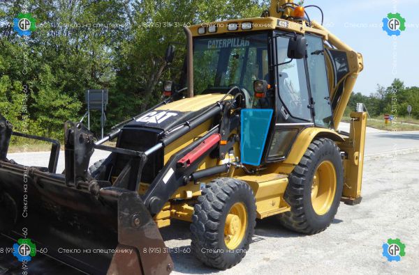 Стекло лобовое нижнее левое (закаленное) для Caterpillar 428D (1997 год), 432D (1997 год)