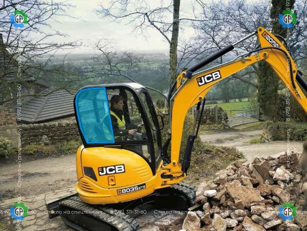 Стекло правое верхние подвижное (ближе к заднему стеклу) (закаленное) для JCB 8035 ZTS, 8065 ZTS