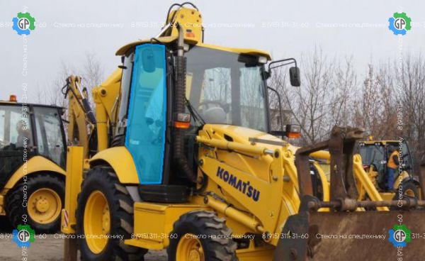 Стекло дверное правое (закаленное) (оригинальный номер 42n-54-13630) для Komatsu WB93R-5 (2006 год), WB97R-5 (2006 год)
