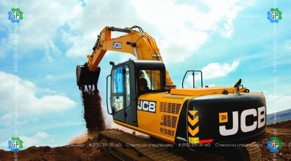 Стекло дверное левое верхние (подвижная форточка) (закаленное) для JCB JS205LC (индийская сборка) (2017 год)