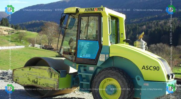 Стекло дверное левое нижнее (закаленное) для Ammann ASC 120, ASC 200, ASC 90