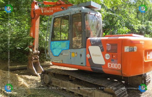 Стекло дверное нижнее (закаленное) для Hitachi EX100-3, EX120-3, EX200-3, EX300-3