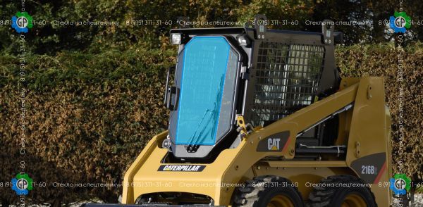 Стекло лобовое среднее с шелкографией (закаленное) для Caterpillar 216B series 2, 226B series 2, 232B series 2, 236B series 2
