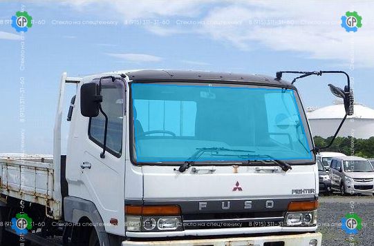 Стекло лобовое для Mitsubishi Fuso Fighter Truck (wide body) RHD 2D Truck Размеры 2114*856 (1992 год)