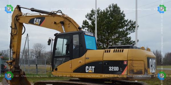 Стекло заднее (в резинку) (закаленное) (редкая кабина) для Caterpillar 320DL, 320EL, 324DL, 324EL, 325DL, 325EL, 329DL, 329EL, 336DL, 336EL