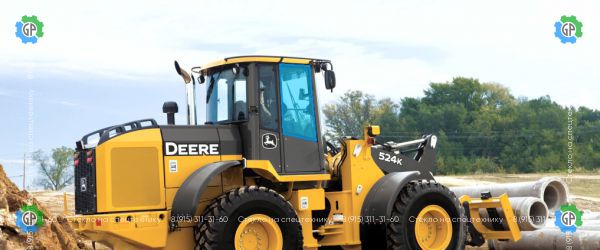 Стекло правое на против левой двери (закаленное) для John Deere 444K, 524K