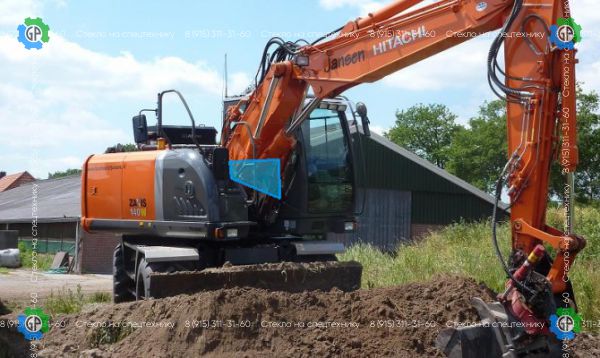 Стекло кузовное правое возле стрелы (маленькое) (закаленное) для Hitachi Zaxis 130W (2003 год), Zaxis 140W (2003 год), Zaxis 160W (2003 год), Zaxis 180W (2003 год), Zaxis 225W (2003 год)