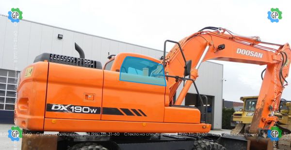 Стекло правое кузовное возле стрелы (закаленное) для Doosan DX190W, DX225, DX300 NLCV