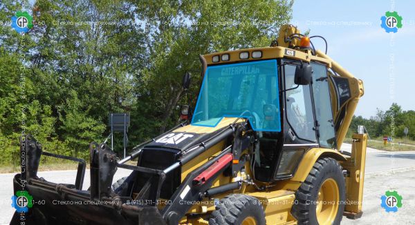 Стекло лобовое верхние (триплекс) высота 97,4 для Caterpillar 428D (1997 год), 432D (1997 год)