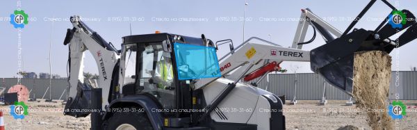 Стекло лобовое верхнее (закаленное) t100025 для Terex TLB 840, TLB 890