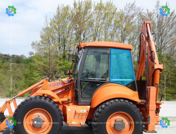 Стекло кузовное заднее левое с отверстиями (закаленное) для Fiat-Hitachi FB100.2, FB200.2