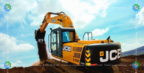 Стекло заднее (ближе к левой стороне) (закаленное) для JCB JS205LC (индийская сборка) (2017 год)