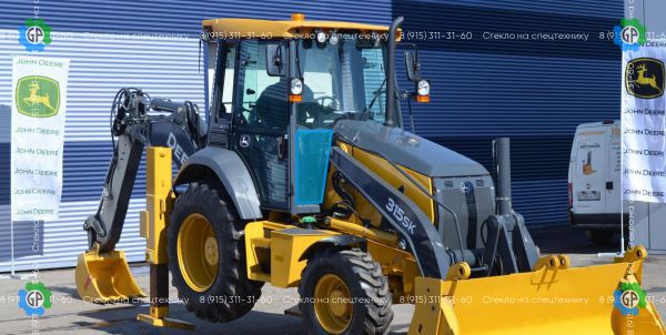 Стекло лобовое правое нижнее (закаленное) для John Deere 315SK, 325SK