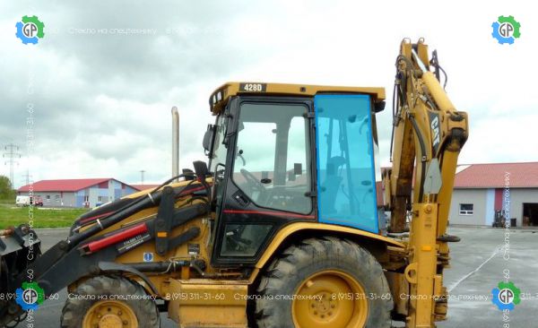 Стекло кузовное заднее левое под вклейку (закаленное) для Caterpillar 428D (1997 год), 432D (1997 год)