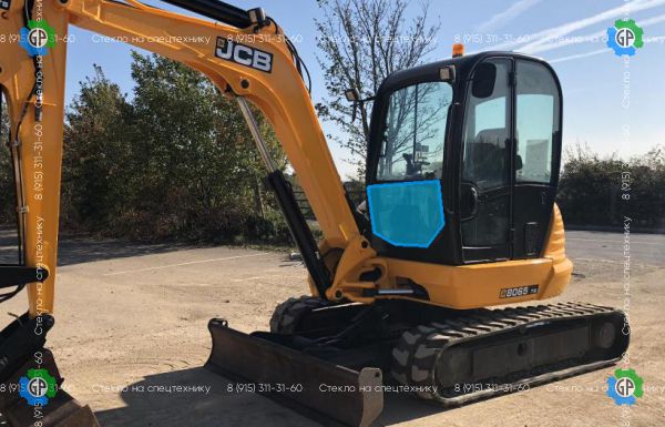 Стекло лобовое нижнее (закаленное) для JCB 8065 RTS