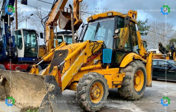 Стекло лобовое нижнее левое (вариант номер 2) (триплекс) для JCB 3CX (1997 год), 4CX (1997 год)
