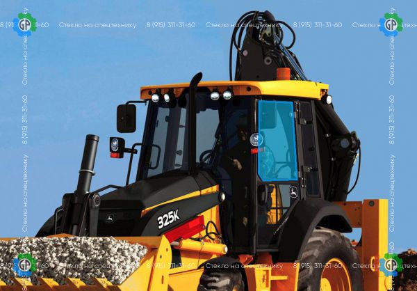 Стекло дверное левое верхние (закаленное) для John Deere 325K