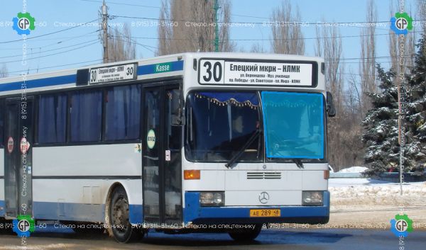 Стекло лобовое для Mercedes O 405 лев. (без полосы) Размер 1205*1080 (1982 год)
