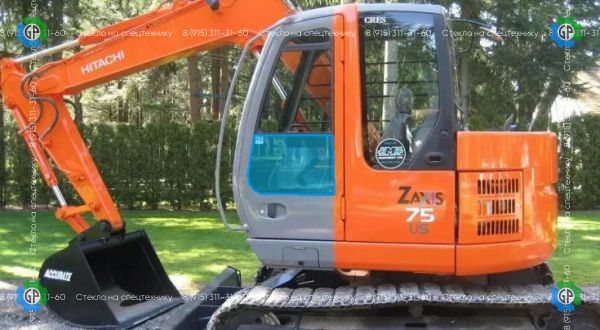 Стекло дверное нижнее левое (закаленное) для Hitachi Zaxis 70LC, Zaxis 75LC