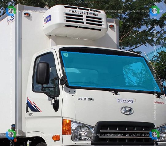 Стекло лобовое для Hyundai HD 72 / HD 78 Truck (Аэропорт) (без полосы) Размер 955*737