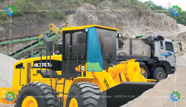 Стекло лобовое правое (триплекс) для Hyundai HL770-7a, HL780-7a