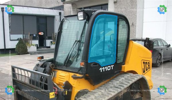 Стекло дверное левое с вырезом под форточку (закаленное) для JCB 1110T, Robot 160, Robot 180, Robot 190