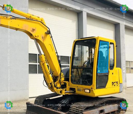 Стекло дверное левое (закаленное) для Komatsu PC75