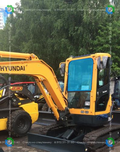 Стекло лобовое верхние (закаленное) для Hyundai Robex 35Z-9